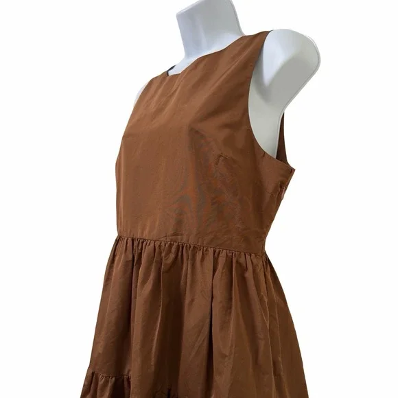 Wilfred Aritzia Tiered Midi Dress Size S Chocolate Brown Event Wedding Guest - Picture 4 of 11